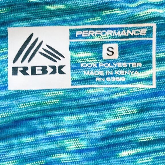 Reebok RBK Blue & Green Marled Performance Short Sleeve Athletic Top Womens S - Picture 3 of 8